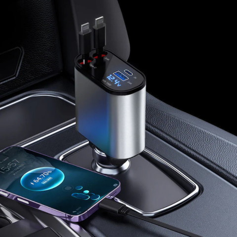 Snabbladdare för bil – Kompatibel med iPhone och USB-C