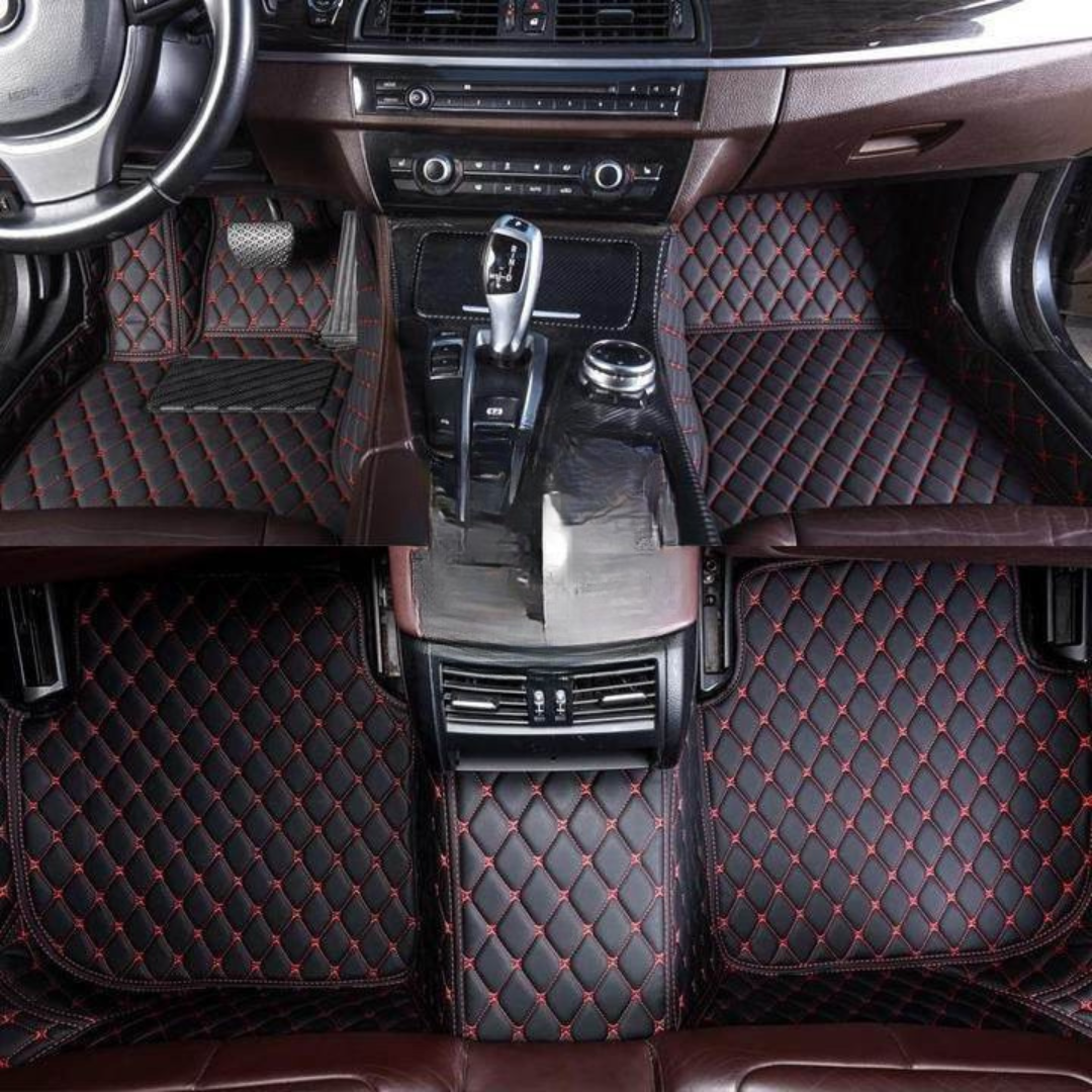 Wasserdichte Autoteppiche – Sportstil Schwarz & Rot