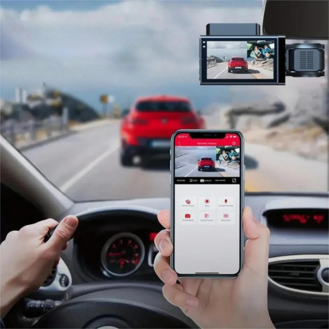 Telecamera da auto - Obiettivo doppio con telecamera posteriore integrata