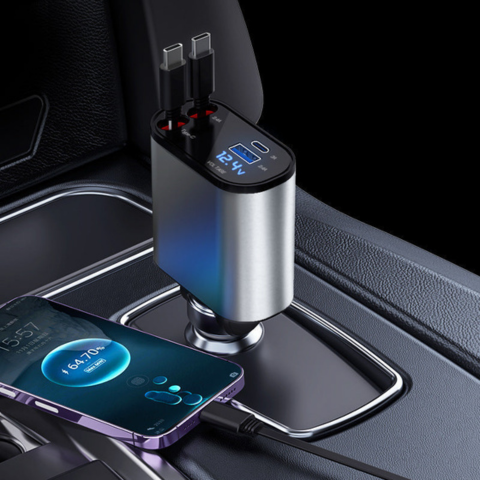 Snabbladdare för bil – Kompatibel med iPhone och USB-C