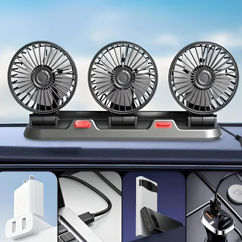 Mini ventilátor s tromi hlavami – optimálne osvieženie v aute