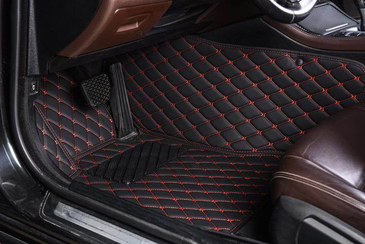 Wasserdichte Autoteppiche – Sportstil Schwarz & Rot