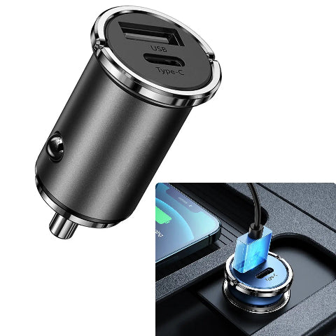 Kompakt Bil Laddare – Dubbel USB Port Och Snabb 