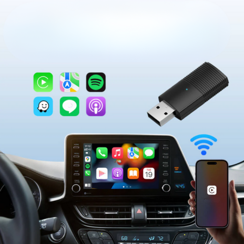 Bezprzewodowy adapter CarPlay — kompatybilny z iOS i Android Auto 