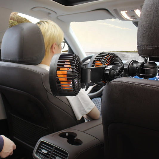 Double Head Car Fan — Rechargeable and Adjustable 