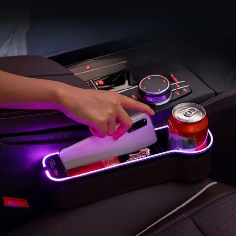 Stoelorganiser voor in de auto met LED-verlichting - Praktisch opbergen & moderne sfeer